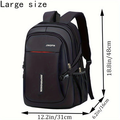 1pc Large Capacity Casual Outdoor Travel Backpack - Durable Nylon Material, Contrast Sequin Details, Lightweight, Adjustable Strap, Polyester Lining, Perfect for Daily Commute and School Use