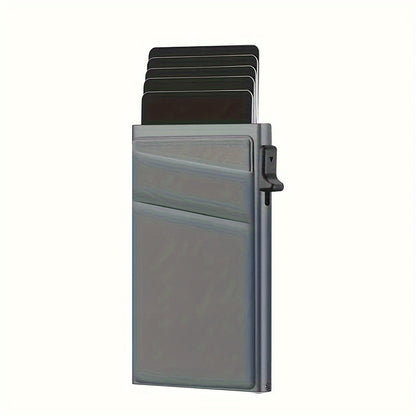 Aluminum Alloy Slim Wallet for Men with RFID Blocking - Pop-up Card Holder, Minimalist Business Credit Card Wallet, Money Pocket, Metal Card Case for Notes, Coins, Debit Cards, and ID - Durable, Simple, and Stylish Design