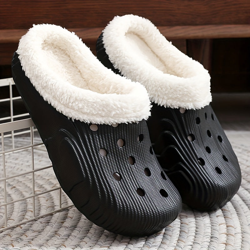 Ultimate Winter Plush Slippers - Luxurious Lined, Solid Color, Hollow Out Design, Closed Toe Slip-Ons for Ultra-Comfy, Insulated Warmth at Home