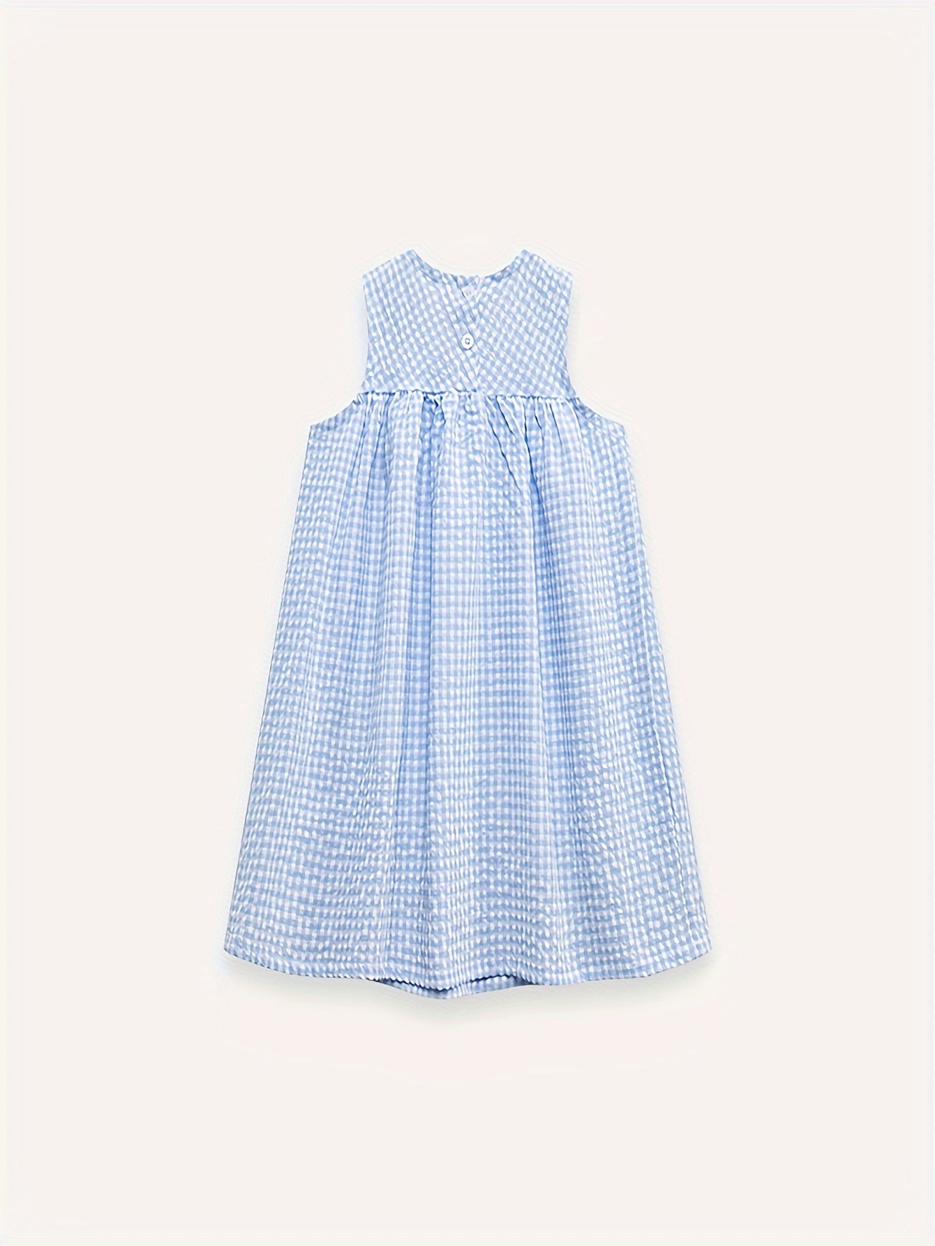 Adorable Girls Sleeveless Duck & Plaid Dress - Breathable Round Neck - Perfect for Summer Holidays - Casual & Fashionable