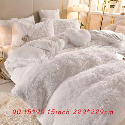 3-Piece Plush Velvet Duvet Cover Set - Soft, Comfortable, Warm, and Cozy Bedding for Autumn and Winter - Ideal for Bedroom and Guest Room, Without Core