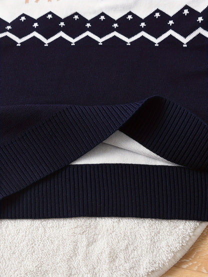 Boys' Festive Reindeer Christmas Sweater - Cozy Knit Pullover for Spring, Fall & Winter