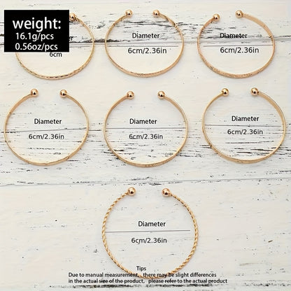 7-Piece Set of Vintage-Inspired Stacking Bracelets - Adjustable, Engraved, Textured, and Unisex - Perfect Gift for Mardi Gras Day, Parties, and Special Occasions