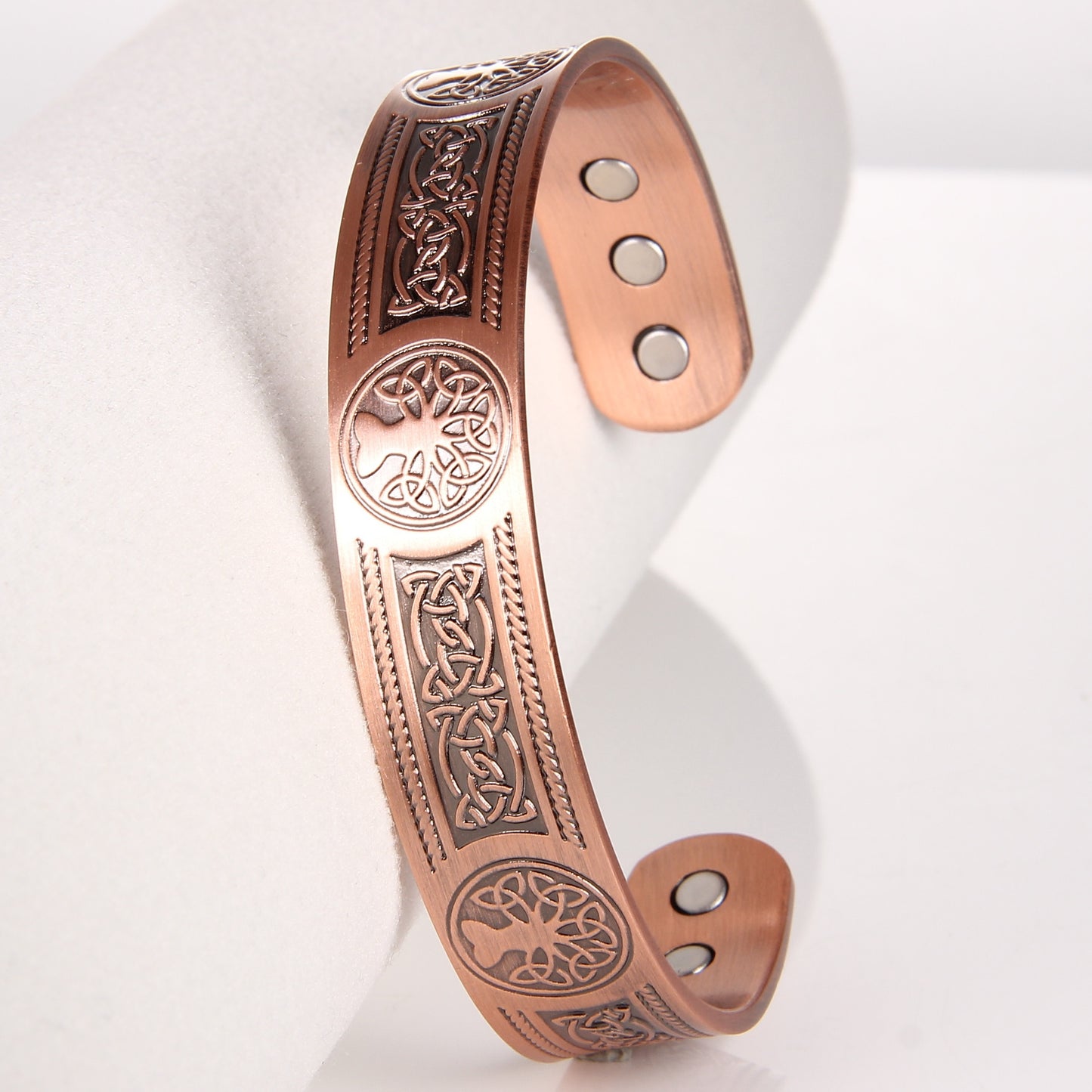 6pcs Solid Copper Magnetic Cuff Bangle - Tree of Life Pattern, Adjustable Size, Ultra Strong Magnets, Gift for Men Women, Mom Dad, Birthday, Christmas, Anniversary, and Everyday Wear