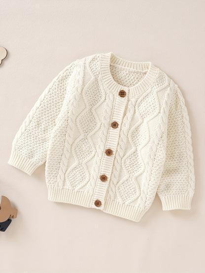 Cozy Knit Cardigan Sweater - Soft Solid Color, Single Breasted, Long Sleeve, Winter Warmth, Toddler Friendly, Unisex Design for Boys and Girls, Perfect for Casual Daily Wear or Special Occasions