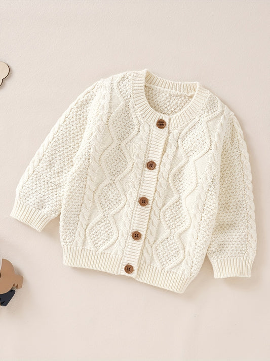 Cozy Knit Cardigan Sweater - Soft Solid Color, Single Breasted, Long Sleeve, Winter Warmth, Toddler Friendly, Unisex Design for Boys and Girls, Perfect for Casual Daily Wear or Special Occasions