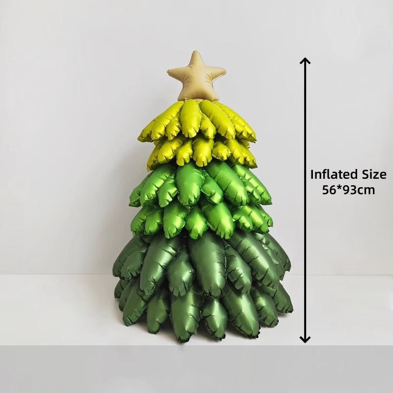 Aluminum Film Christmas Tree Balloon Set - Dual Style Festive Decoration, Suitable for Weddings, New Year Celebrations, Christmas Parties & Proms, for Ages 14+ (1 Set, No Electricity Required)