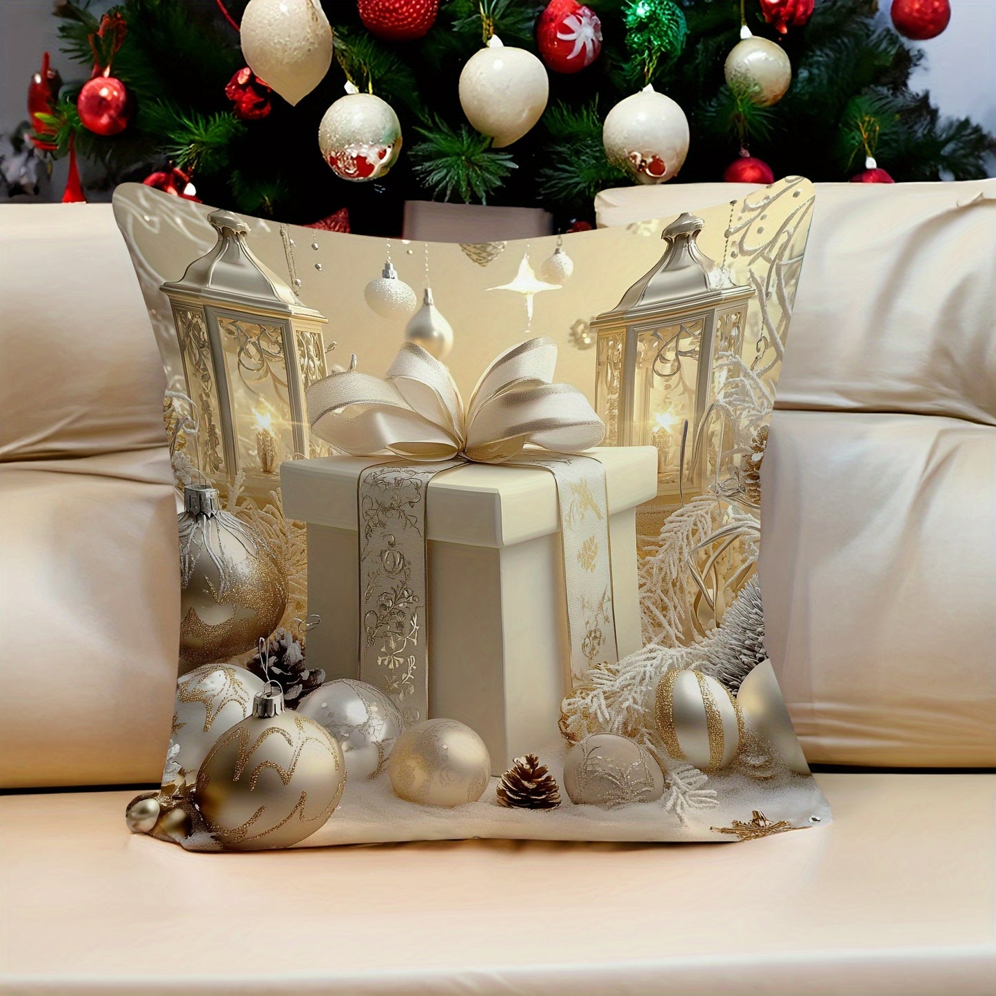 4PCS Christmas Holiday Decorative Throw Pillow Covers, Velvet Printed Swan Design, Luxury Golden Comfort Soft Cushion Cases, Festive Single-Sided Print, Zippered, Machine Washable for Living Room, Bedroom, Sofa – 100% Polyester