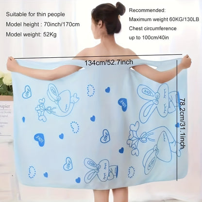 1pc Ultra-Soft, Cartoon Rabbit Patterned Bath Wrap Towel - Absorbent, Quick-Drying, Wearable, and Compact - Ideal for Women, Bathroom, Bedroom, and Spa, Contemporary Style