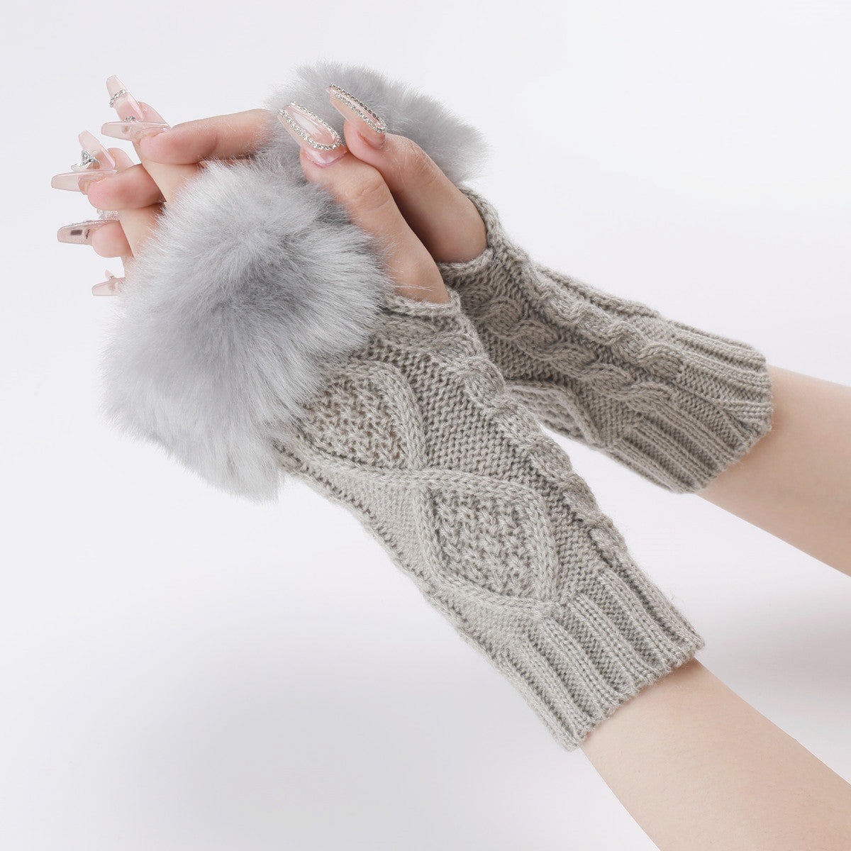 Cozy Argyle Fingerless Gloves for Women - Soft Acrylic Knit Fabric, Hand Wash Only, Stylish Winter Accessories for Cold Weather - Perfect for Outdoor Activities!