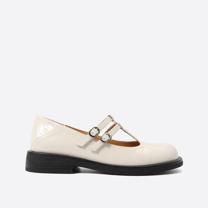 flowersverse - Women Cutout Leather Retro Mary Janes