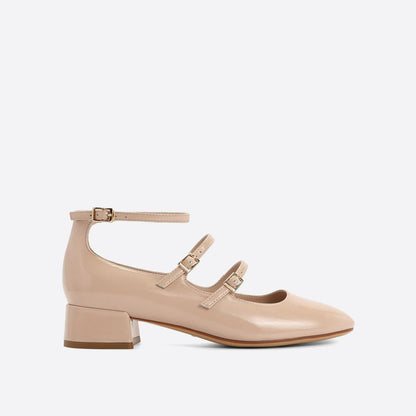 flowersverse - Women Elegant Solid Color Leather Ornament Mary Janes