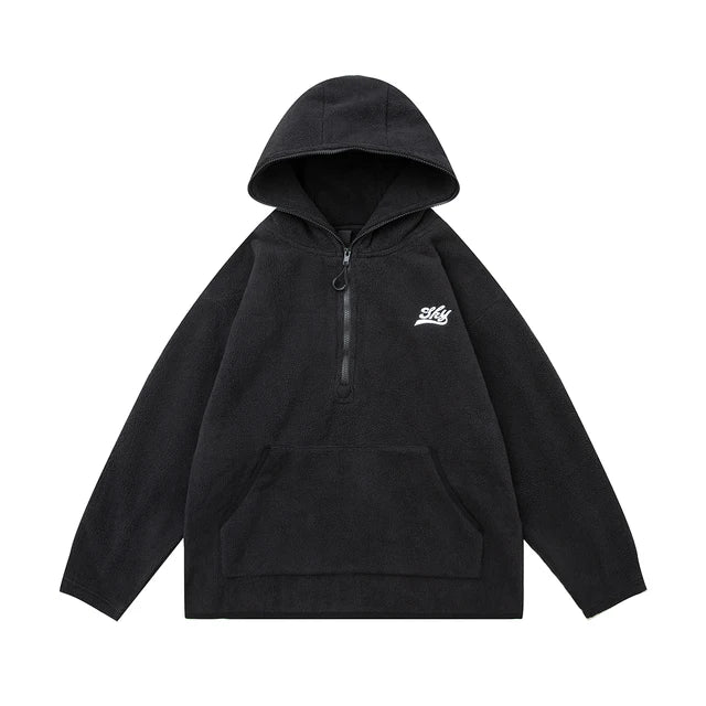 flowersverse Front Pocket Half Zipper Hooded Hoodies for Men and Women Letter Embroidery Ropa Hombre Y2k Baggy Sudaderas Sweatshirts Oversize