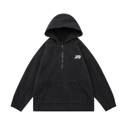 flowersverse Front Pocket Half Zipper Hooded Hoodies for Men and Women Letter Embroidery Ropa Hombre Y2k Baggy Sudaderas Sweatshirts Oversize