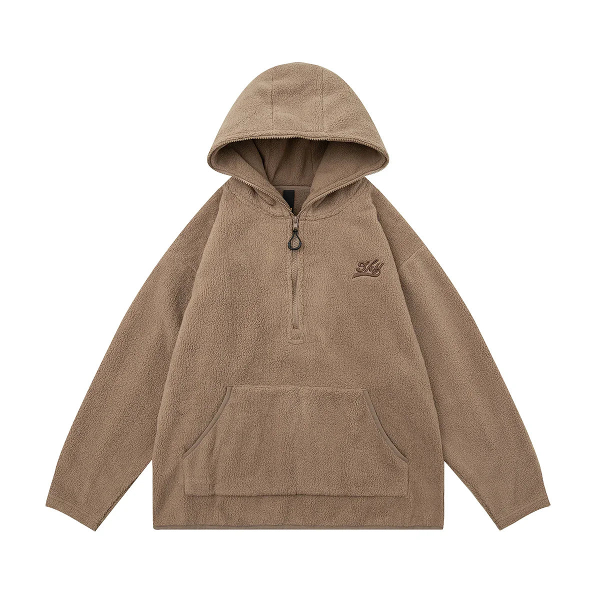 flowersverse Front Pocket Half Zipper Hooded Hoodies for Men and Women Letter Embroidery Ropa Hombre Y2k Baggy Sudaderas Sweatshirts Oversize