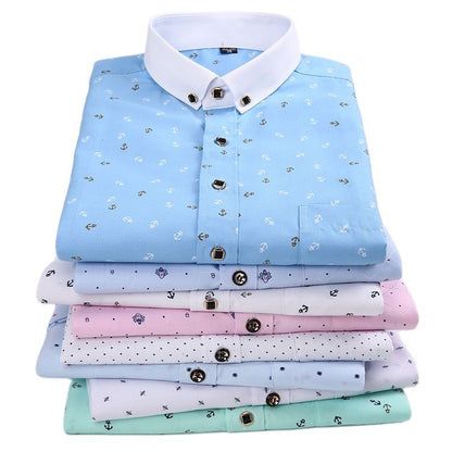 flowersverse Men's Long Sleeve Printed Casual Shirt Fashion Trun-down Collar Wedding Party Shirts Soft Hawaiian Holiday Summer Shirt