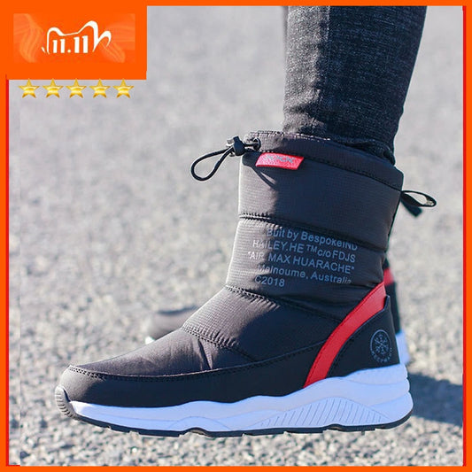 flowersverse Women Winter Boots Non-Slip Waterproof Snow Boots Women Thick Plush Zipper Warm Ankle Boots For Woman -40 Degrees