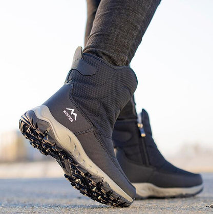 flowersverse Women Winter Boots Non-Slip Waterproof Snow Boots Women Thick Plush Zipper Warm Ankle Boots For Woman -40 Degrees