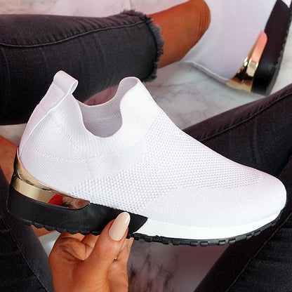 Amozae  New Fashion Women Casual Shoes Mesh Breathable Comfortable Female Sneakers Summer Solid Color Slip On Ladies Walking Shoes