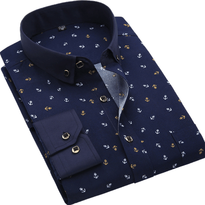 flowersverse Men's Long Sleeve Printed Casual Shirt Fashion Trun-down Collar Wedding Party Shirts Soft Hawaiian Holiday Summer Shirt