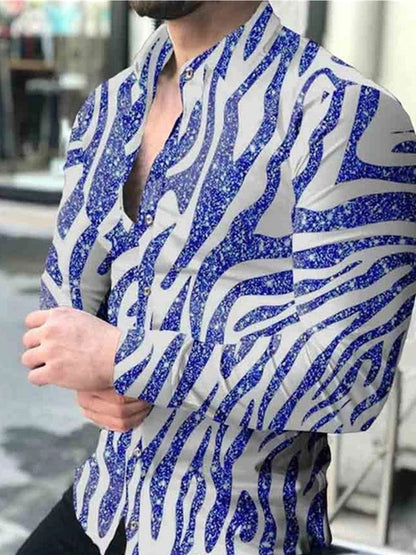 flowersverse Spring Autumn Men printed Shirts Turn-down Collar Buttoned Shirt Men's Casual Long Sleeve social shirt Tops Men's clothing