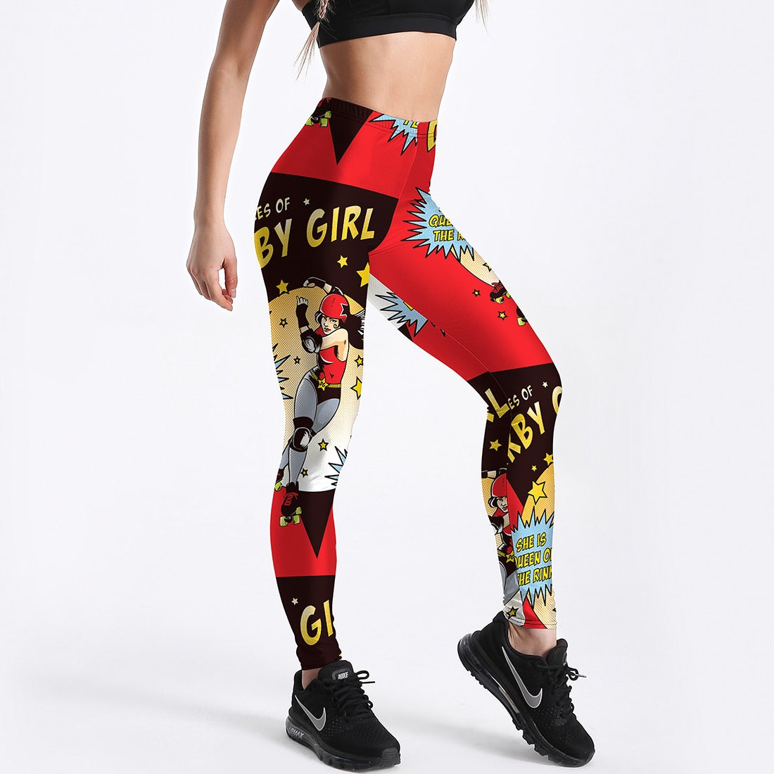 Qickitout 12% Spandex Fashion Cartoon Ice Cream God Horse Skull Digital Printed Legging Womens Star Stretch Pants