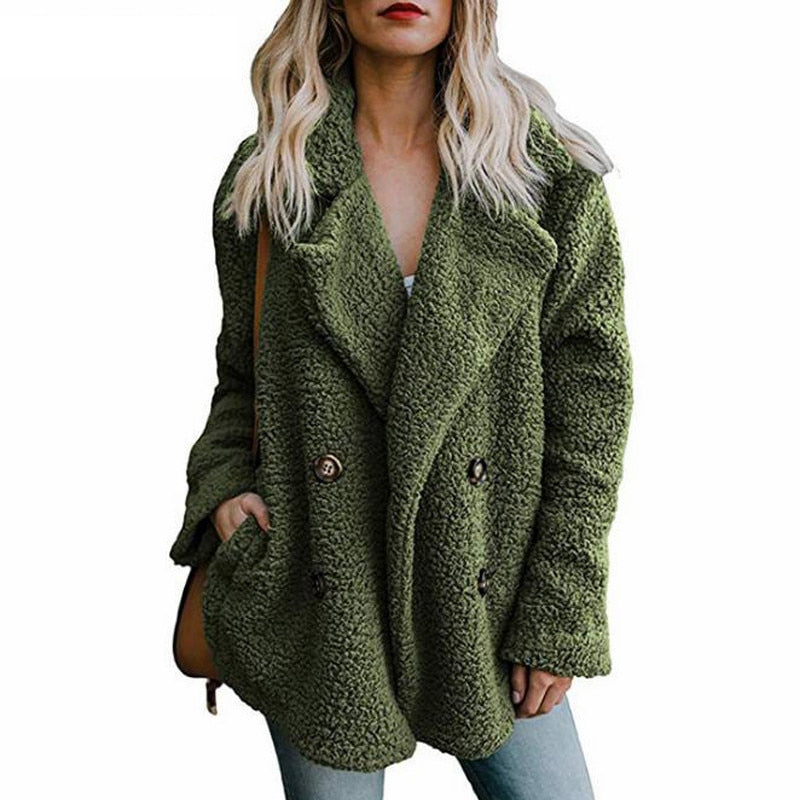 flowersverse Teddy Coat Women Faux Fur Coats Long Sleeve Fluffy Fur Jackets Winter Warm Female Jacket Oversized Women Casual Winter Coat