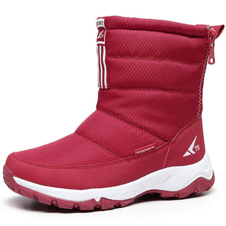 flowersverse Women Winter Boots Non-Slip Waterproof Snow Boots Women Thick Plush Zipper Warm Ankle Boots For Woman -40 Degrees