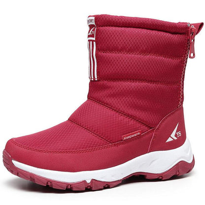 flowersverse Women Winter Boots Non-Slip Waterproof Snow Boots Women Thick Plush Zipper Warm Ankle Boots For Woman -40 Degrees