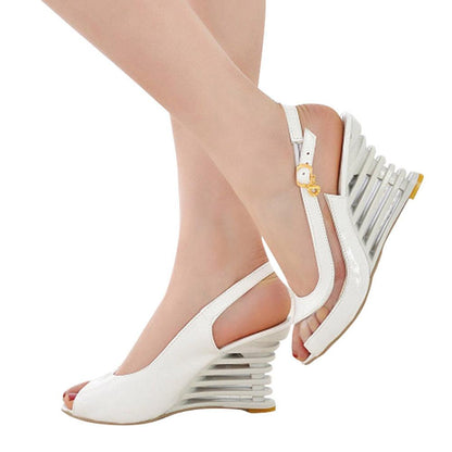 Amozae 2024 Fashion Buckle Peep Toe Women Sandals Wedges Comfort Lightweight High Heels  Wear-Resistant Women Office Wedding Sandals