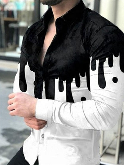 flowersverse Spring Autumn Men printed Shirts Turn-down Collar Buttoned Shirt Men's Casual Long Sleeve social shirt Tops Men's clothing