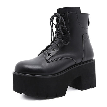 Thanksgiving  Amozae  2022 Women Ankle Boots Round Toe EVA Soft Material Lace-Up Female Short Boots Thick Platform Ladies Shoes Black