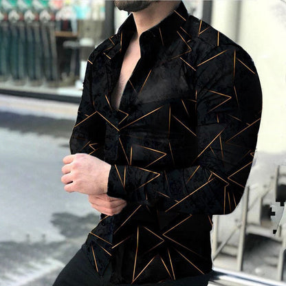 flowersverse Spring Autumn Men printed Shirts Turn-down Collar Buttoned Shirt Men's Casual Long Sleeve social shirt Tops Men's clothing