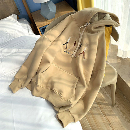 flowersverse flowersverse Jacket women solid color hoodies autumn winter imitation lamb wool korean loose plus velvet thick zipper sweatshirt tops