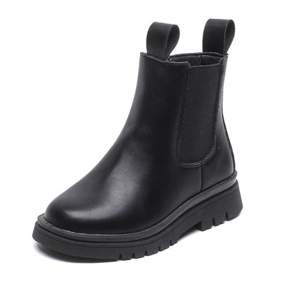 Christmas Gift Girls Chelsea Boots  Autumn New British Style Leather Fashion Boots Shoes For Kids Girl Children Black Ankle Boots