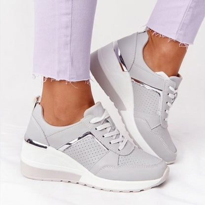 Thanksgiving  flowersverse  New Wedge Sneakers Women Lace-Up Height Increasing Sports Shoes Ladies Casual Platform Air Cushion Comfy Vulcanized Shoes