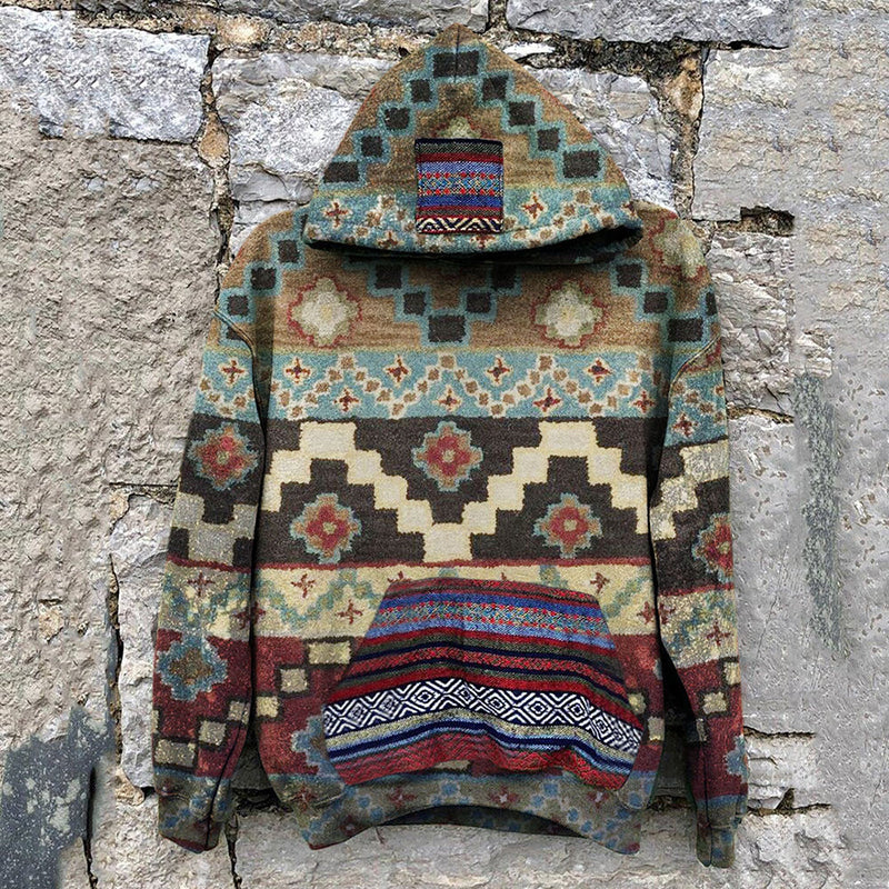 flowersverse New Casual Warm Pullover Tops Fashion Totem Printing Hooded Sweatshirt Autumn Winter Casual Long Sleeve Loose Hoodies Streetwear