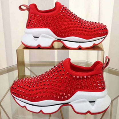 Amozae Platform Sneakers With Non-Slip Rivets For Women Comfortable Sports Shoes For Seasons Tennis