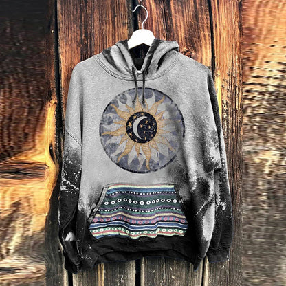 flowersverse New Casual Warm Pullover Tops Fashion Totem Printing Hooded Sweatshirt Autumn Winter Casual Long Sleeve Loose Hoodies Streetwear