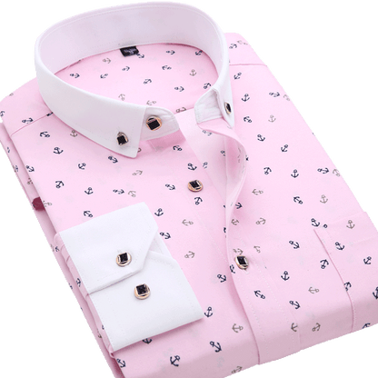 flowersverse Men's Long Sleeve Printed Casual Shirt Fashion Trun-down Collar Wedding Party Shirts Soft Hawaiian Holiday Summer Shirt