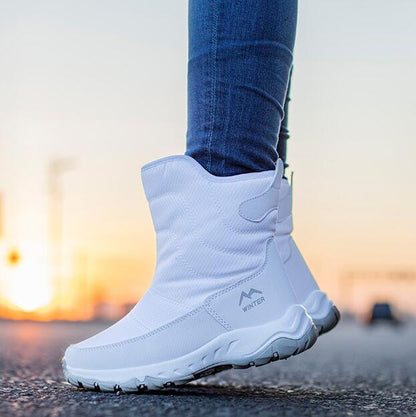 flowersverse Women Winter Boots Non-Slip Waterproof Snow Boots Women Thick Plush Zipper Warm Ankle Boots For Woman -40 Degrees