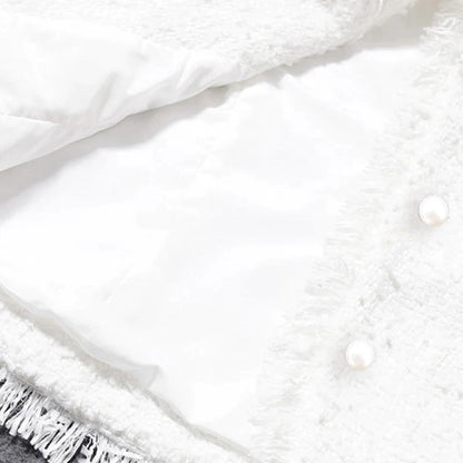 flowersverse tweed jacket White Pearl inlaid pocket autumn /winter women's jacket new slim slimming tweed ladies jacket coat
