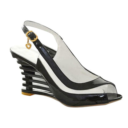 Amozae 2024 Fashion Buckle Peep Toe Women Sandals Wedges Comfort Lightweight High Heels  Wear-Resistant Women Office Wedding Sandals