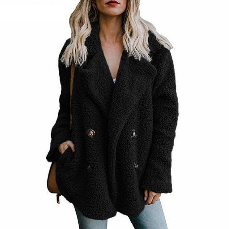 flowersverse Teddy Coat Women Faux Fur Coats Long Sleeve Fluffy Fur Jackets Winter Warm Female Jacket Oversized Women Casual Winter Coat