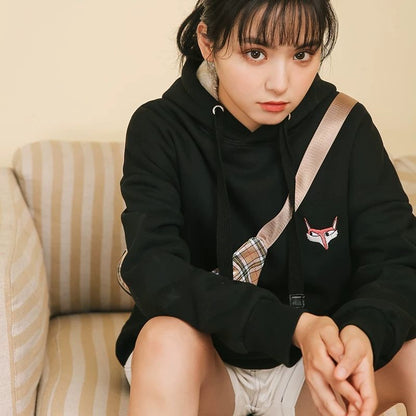 flowersverse flowersverse Jacket women solid color hoodies autumn winter imitation lamb wool korean loose plus velvet thick zipper sweatshirt tops