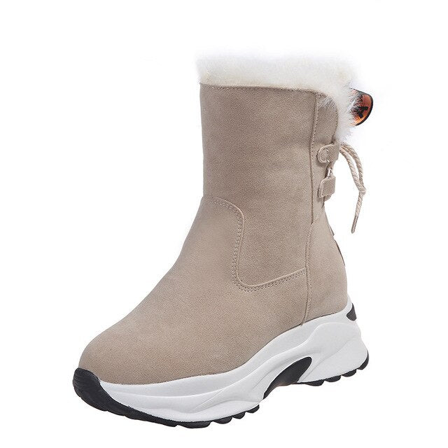 flowersverse Women Winter Boots Non-Slip Waterproof Snow Boots Women Thick Plush Zipper Warm Ankle Boots For Woman -40 Degrees