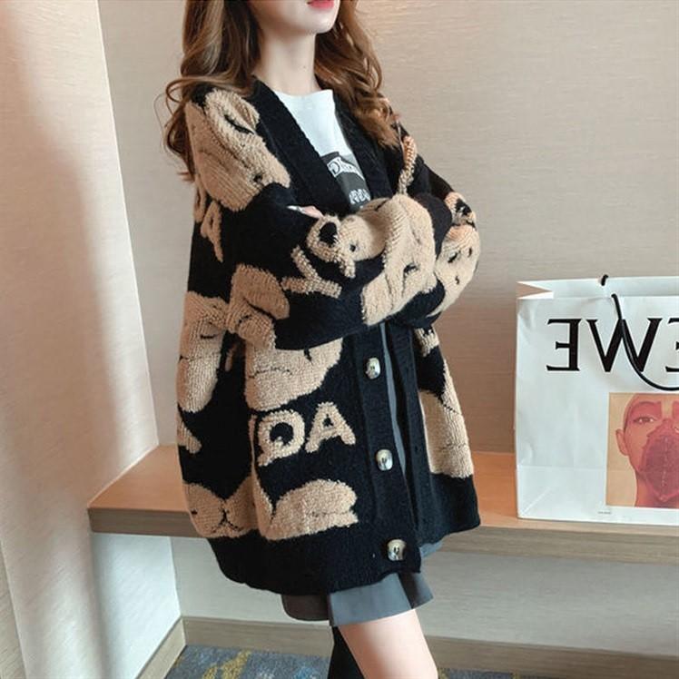 flowersverse Loose Sweater Oversize Woman Christmas Sweater Coat Korean Fashion Sweet Cardigans For Women  Thick Winter Clothes Knitted