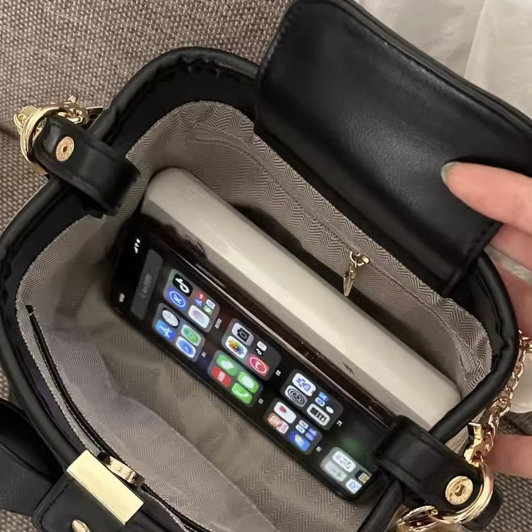 FLOWERSVERSE 2025 Autumn and winter fashion bucket bag women's niche design high-end bow handbag bag sweet small fragrant women's bag