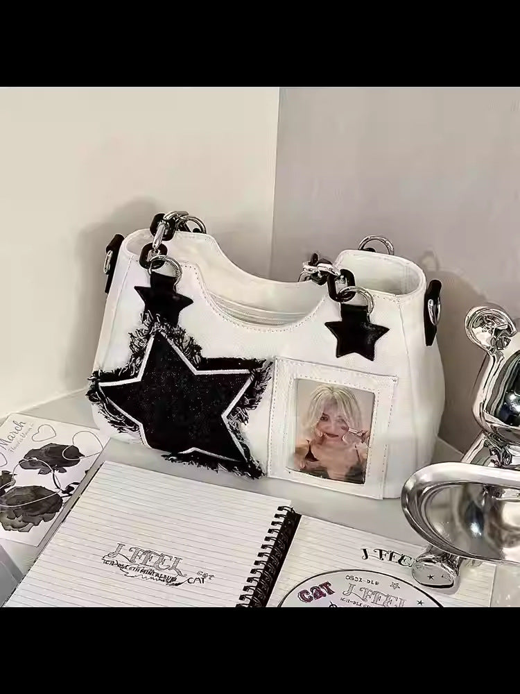 FLOWERSVERSE 2025 Denim Pain Bag Small Food Crossbody Bag Daily popular New Medieval Spice Girl y2k Shoulder Bag Japanese Handbag