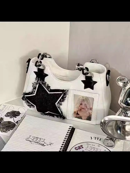 FLOWERSVERSE 2025 Denim Pain Bag Small Food Crossbody Bag Daily popular New Medieval Spice Girl y2k Shoulder Bag Japanese Handbag